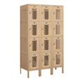 Salsbury Industries 4 Tier Vented Locker, 36"Wx66"Hx18"D, 12 Door, Tan, Unassembled 74358TN-U